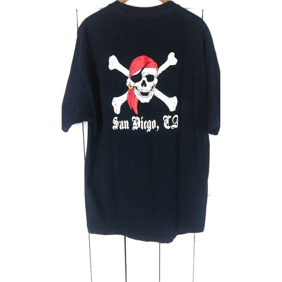 Black San Diego California skull and cross bones t shir - Picture 4 of 4